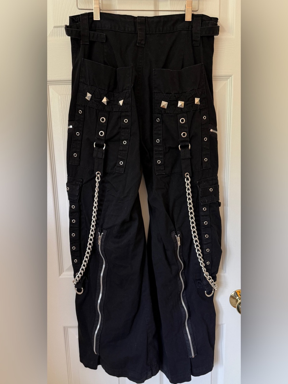 Tripp NYC Vintage Y2K Goth Punk Bondage Cargo Pants Chain Zippers Studs M *EUC* - Picture 2 of 13
